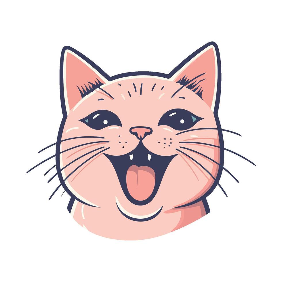 A cartoon cat with its mouth open and its tongue out vector