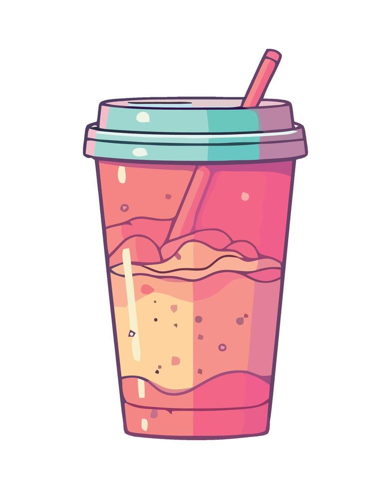 A drink in a plastic cup with a straw vector