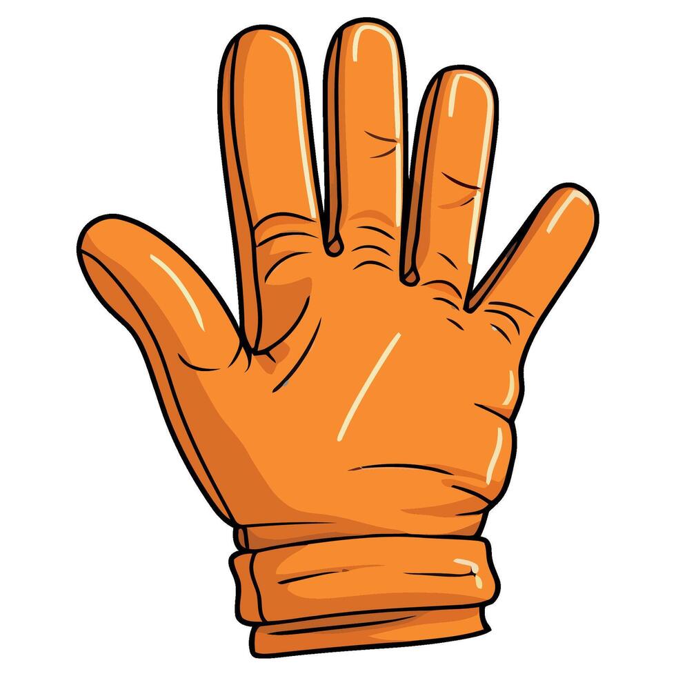 An orange glove with a hand on it vector