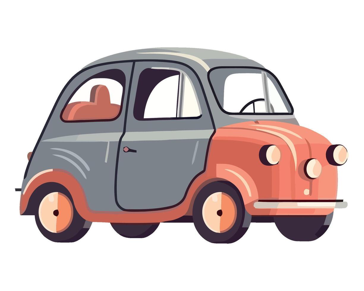 An old car with a gray roof and orange trim vector