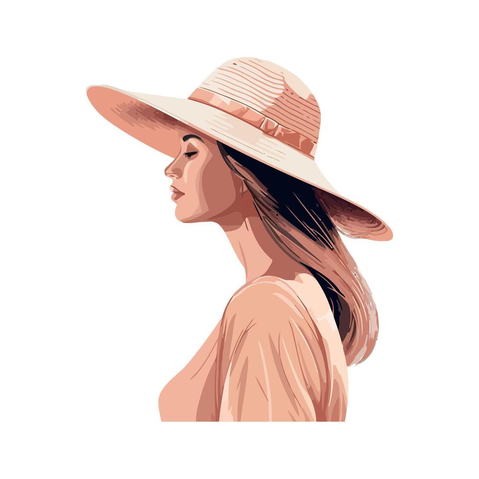 A woman in a hat is shown in this illustration vector
