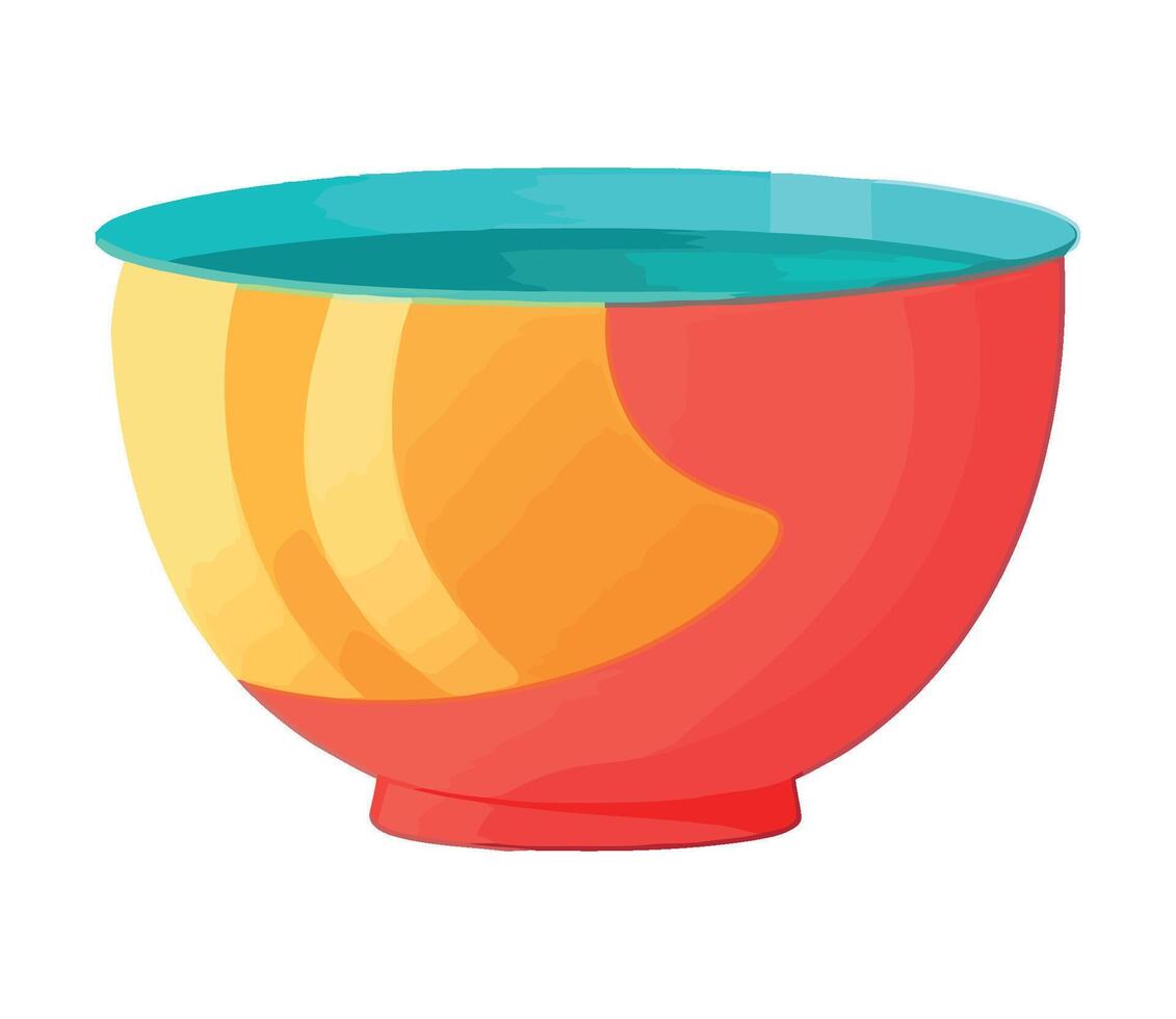 A colorful bowl with a yellow and orange stripe vector