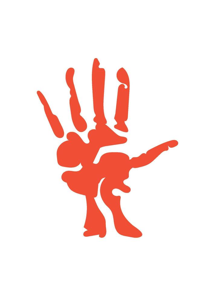 A hand with a red handprint on it vector