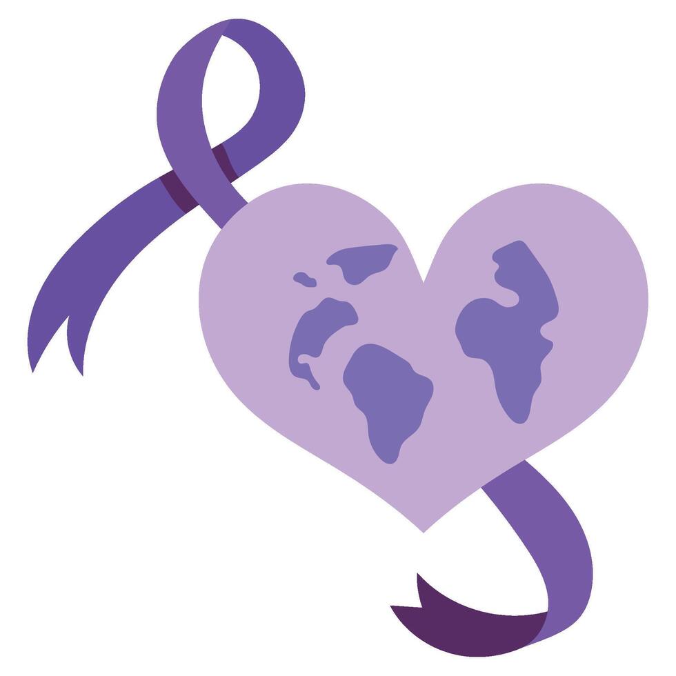 A purple ribbon with a world map inside vector