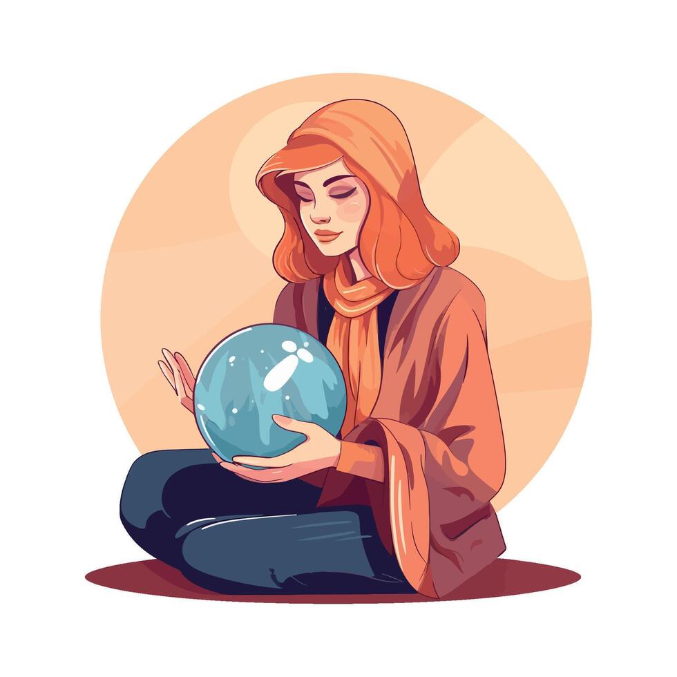 A woman holding a globe in her hands vector