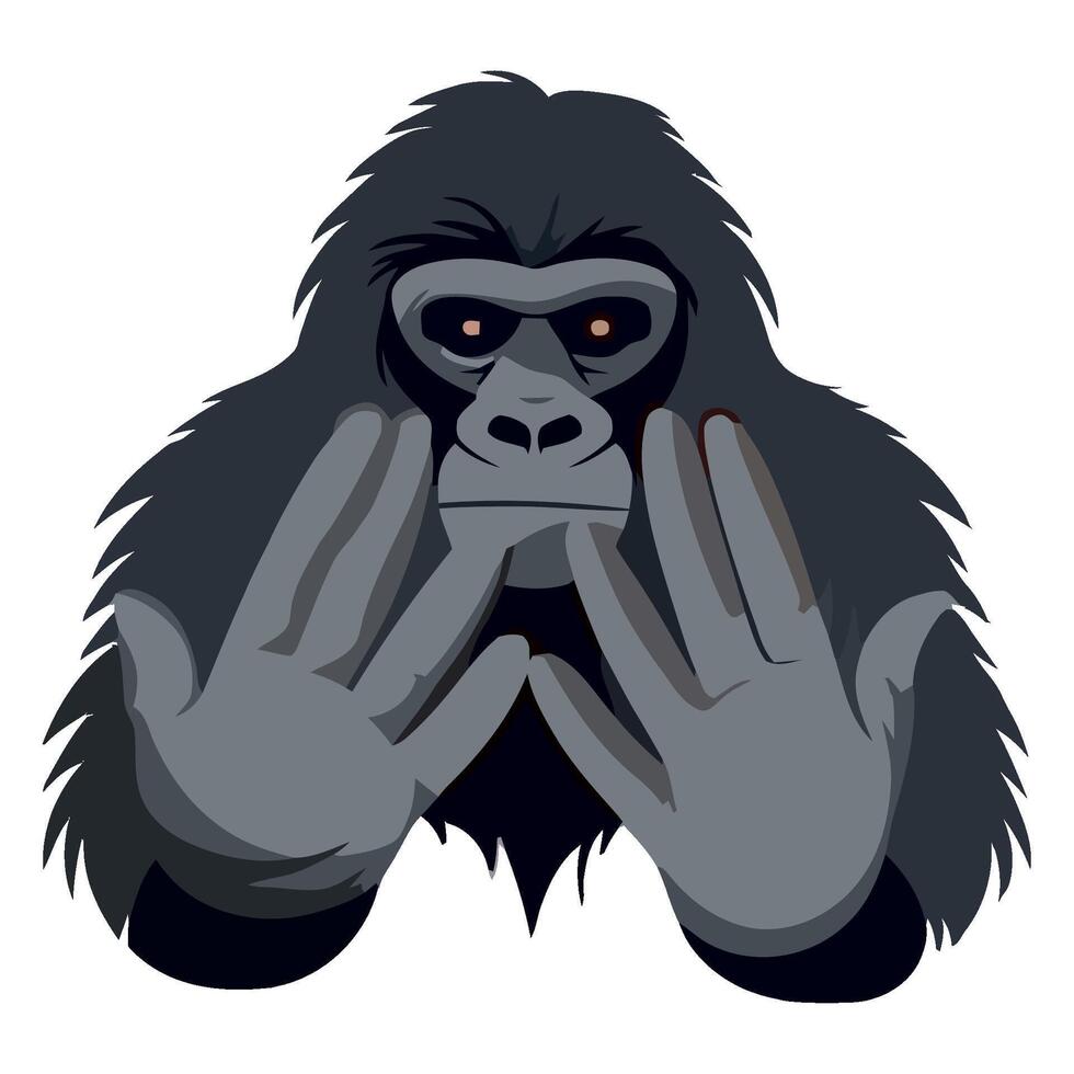 A gorilla with his hands up in front of him vector