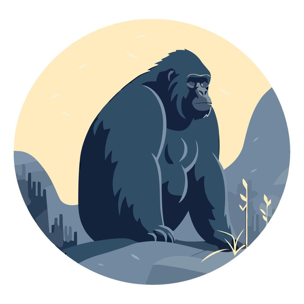 Gorilla in the wild, illustration vector