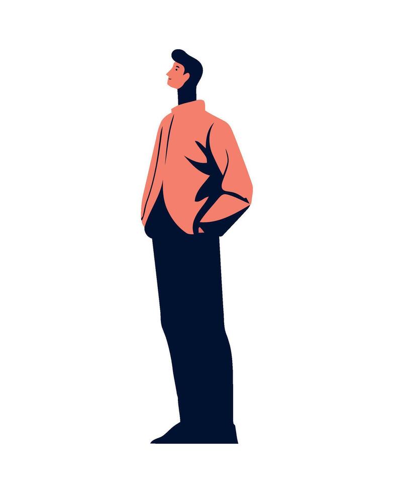 A man in a suit stands with his hands on his hips vector