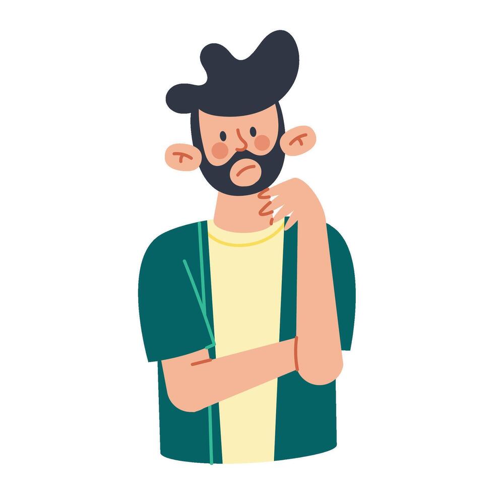 A man with a beard and a beard is looking at something vector