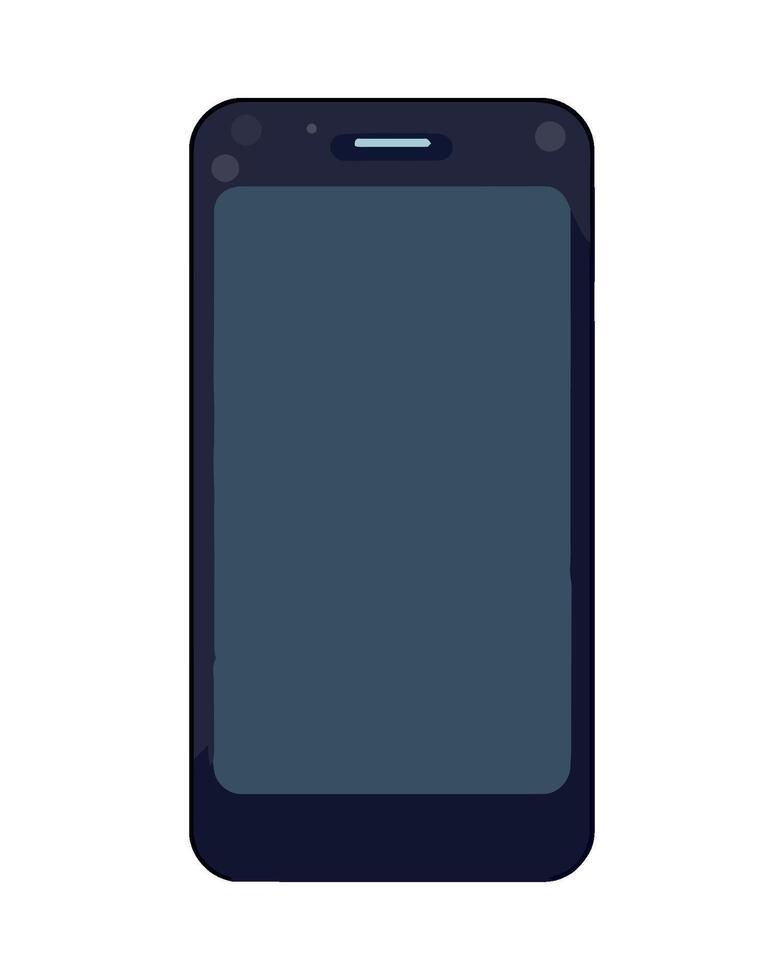 A black smartphone with a blank screen on a white background vector