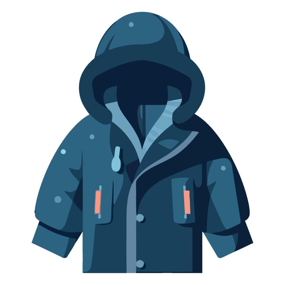 A blue coat with hood on a white background vector