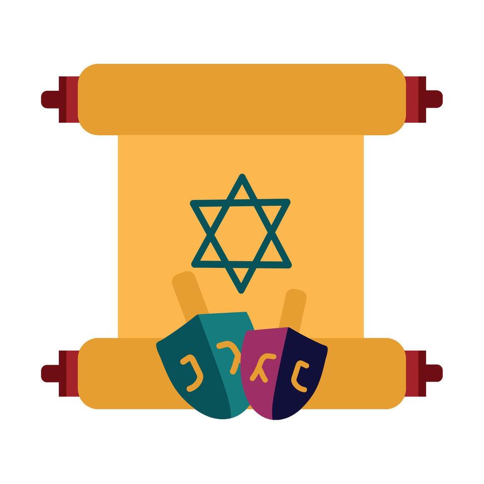 Jewish holiday icon with two hanukkah candles and a scroll of hanuk vector