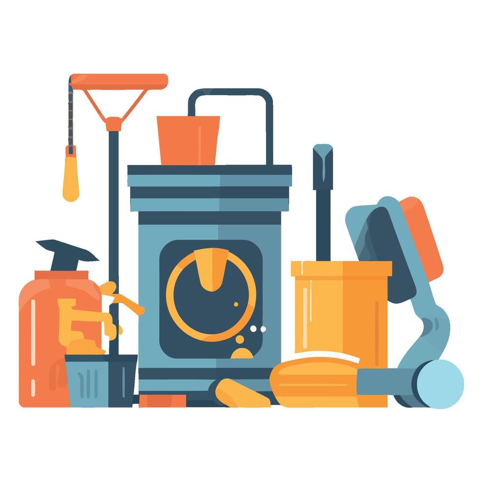 Cleaning tools and equipment illustration vector
