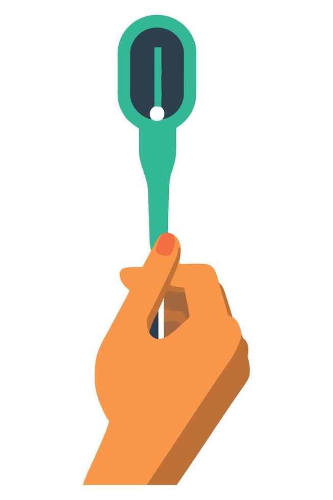 A hand holding a thermometer vector