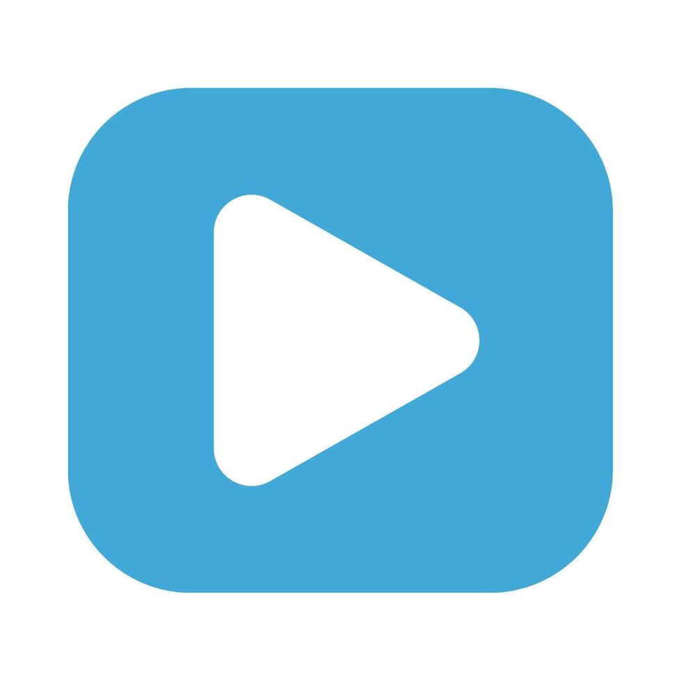 A blue play button with a white arrow vector