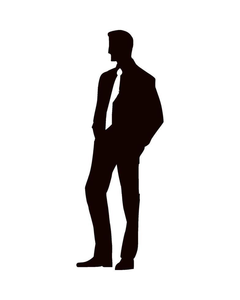Silhouette of a man in a suit and tie vector