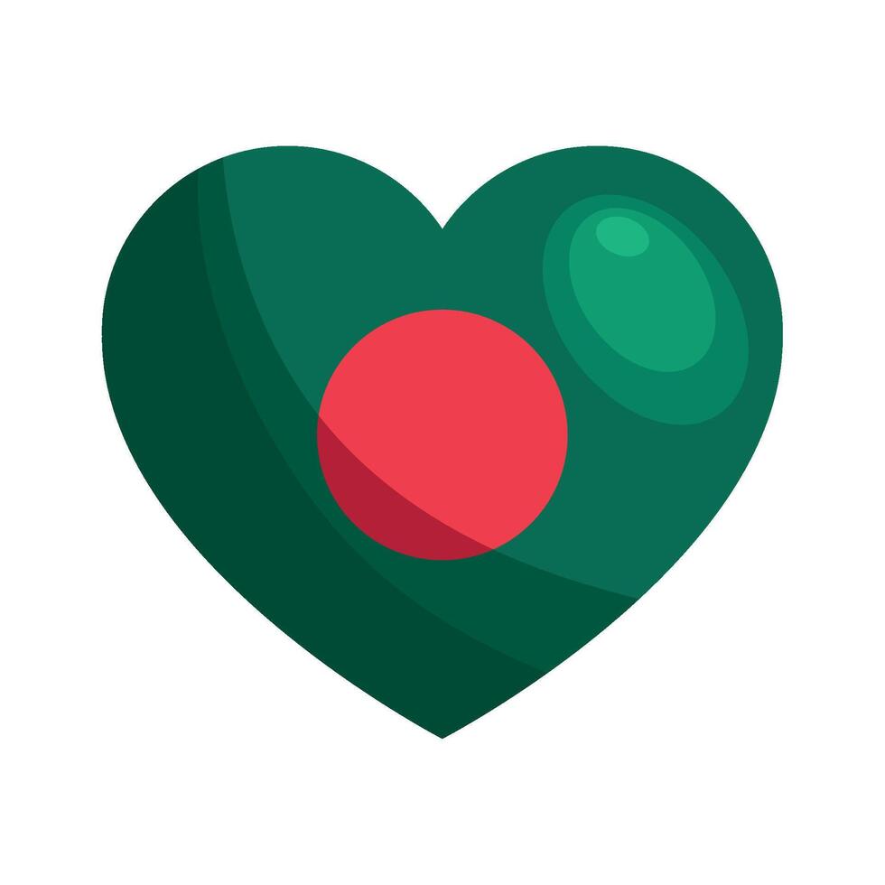 Bangladesh flag heart icon on white background vector