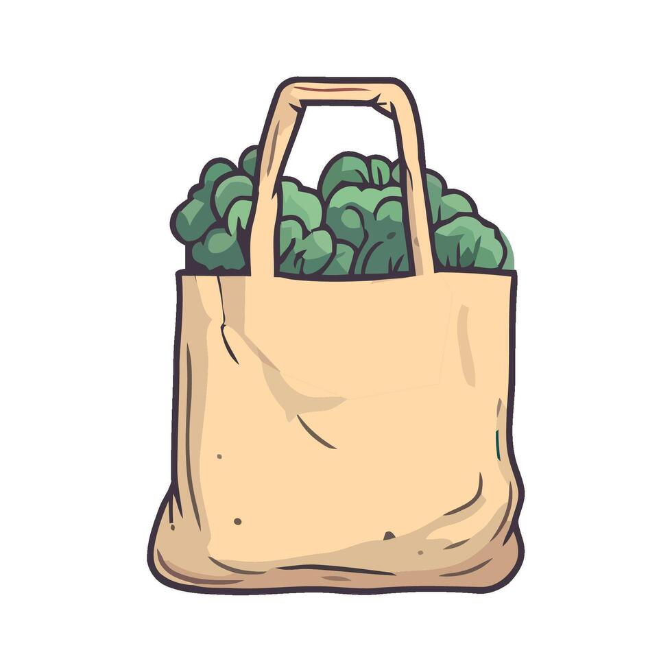 A bag full of broccoli in it vector