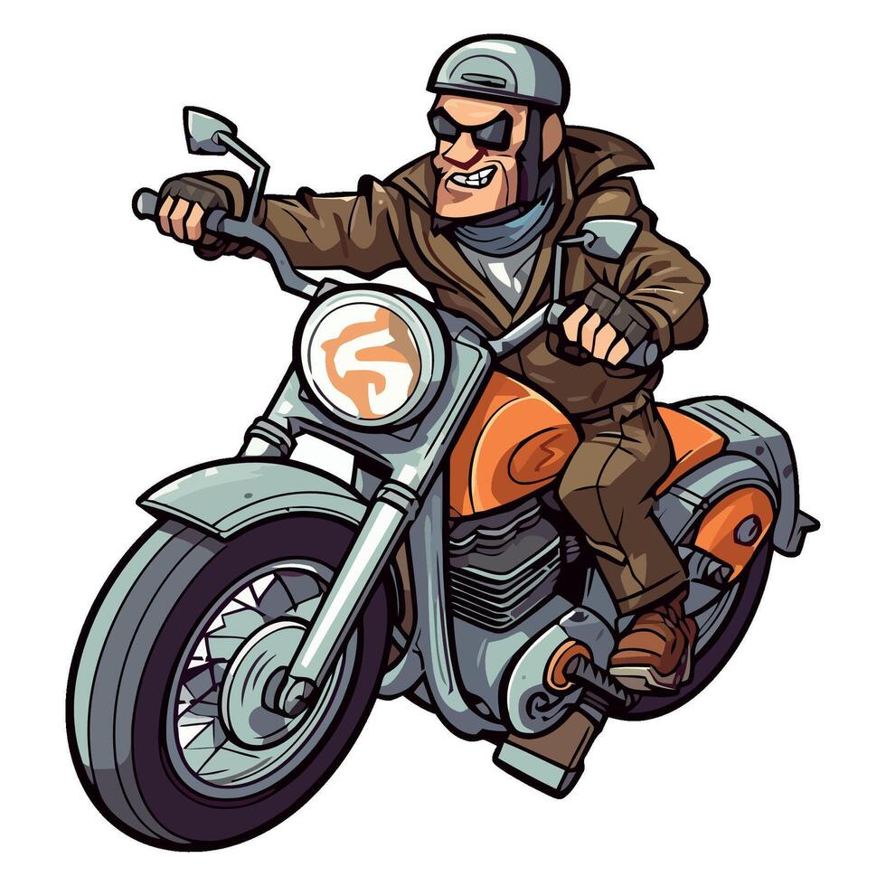 Cartoon biker riding on motorcycle vector