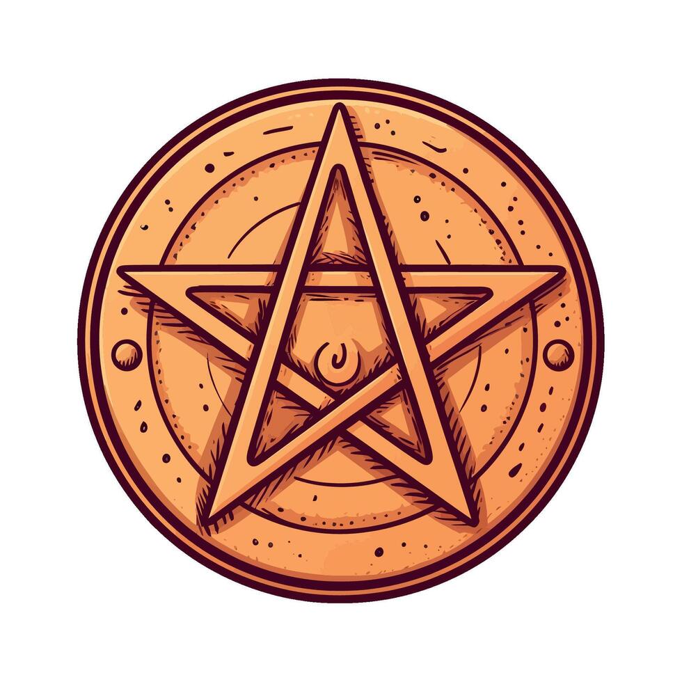 A pentagram with an eye in the center of it vector