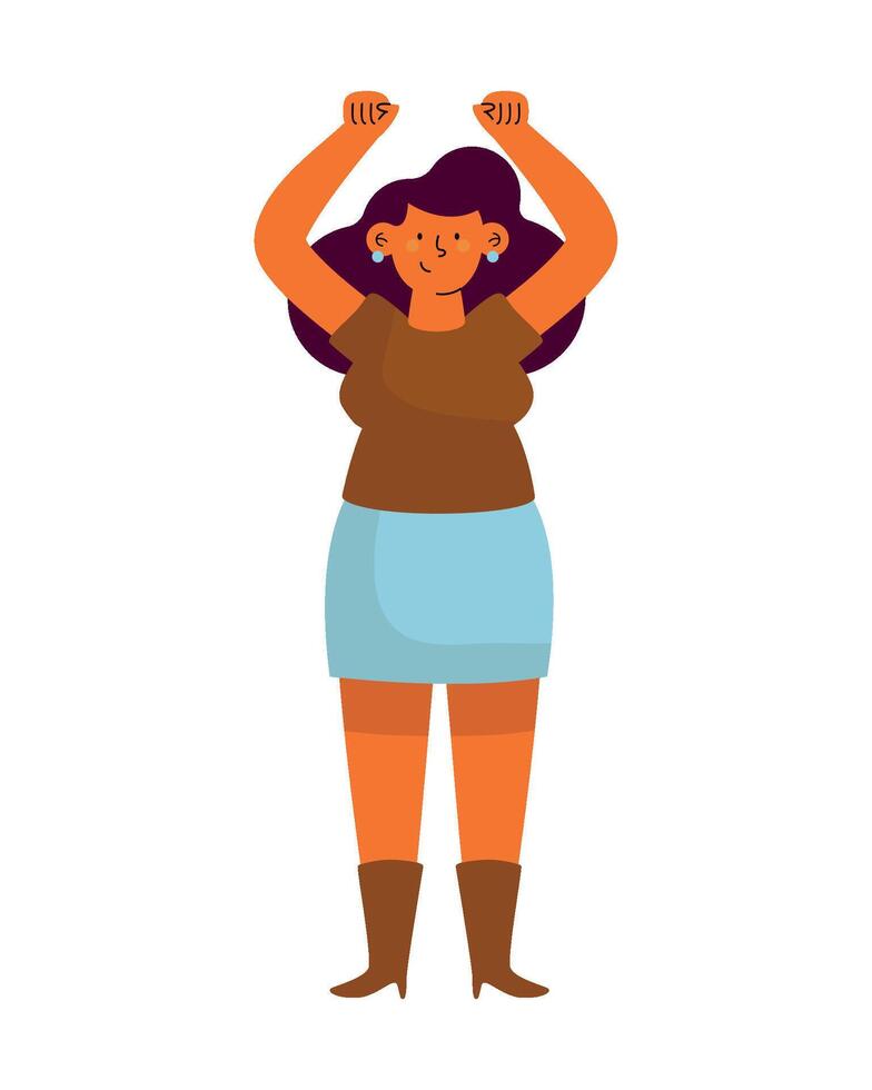 A cartoon woman with her arms up in the air vector
