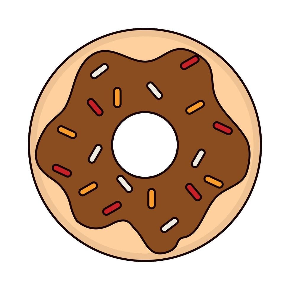A donut with chocolate frosting and sprinkles on a white background vector