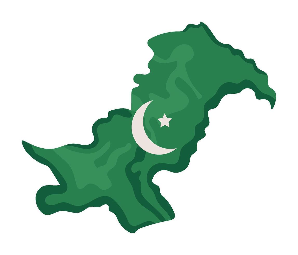 Pakistan map with flag illustration vector
