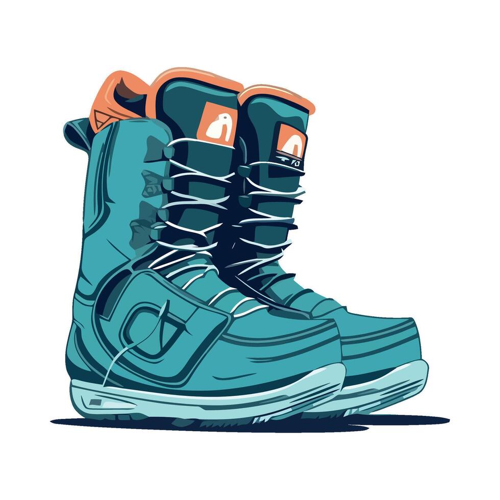 A pair of snowboard boots with orange laces vector
