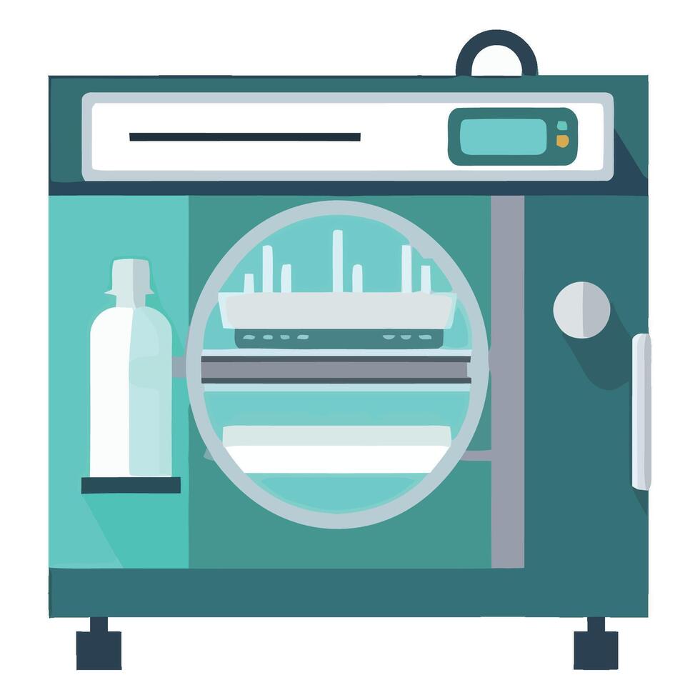 An illustration of a machine with a bottle inside vector