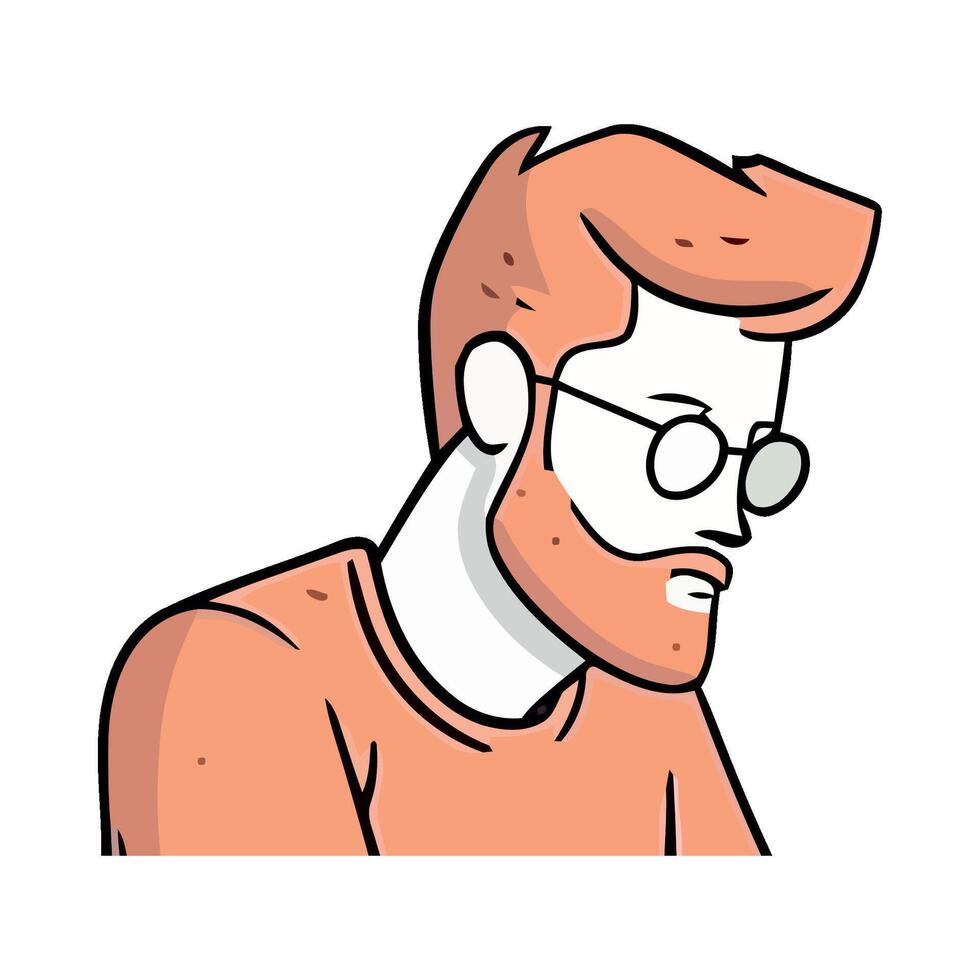 A man with glasses and a beard is looking down vector