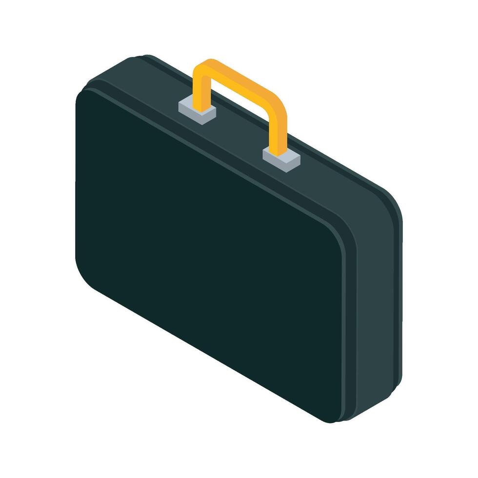 A black briefcase with yellow handle on a white background vector