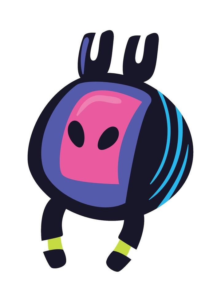 An alien with a purple and pink head vector