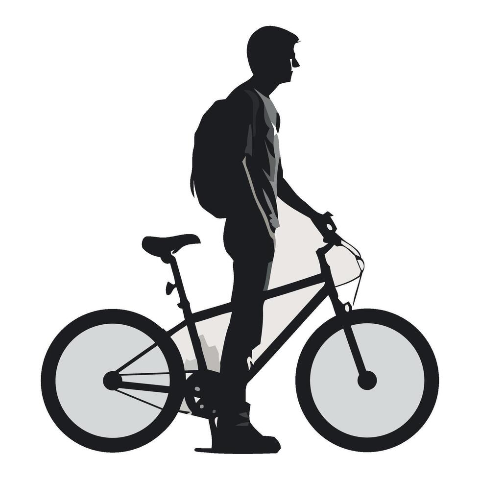 A silhouette of a man on a bike vector