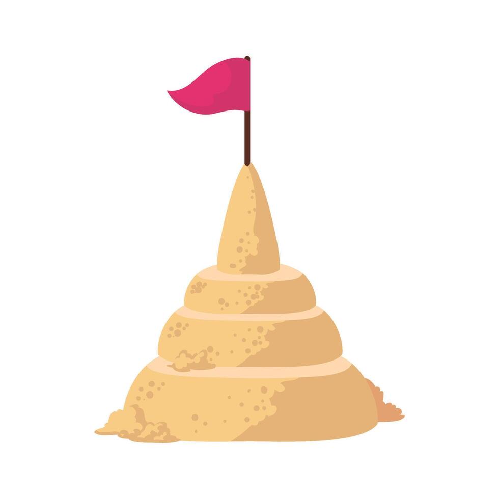 Sand castle with flag illustration vector