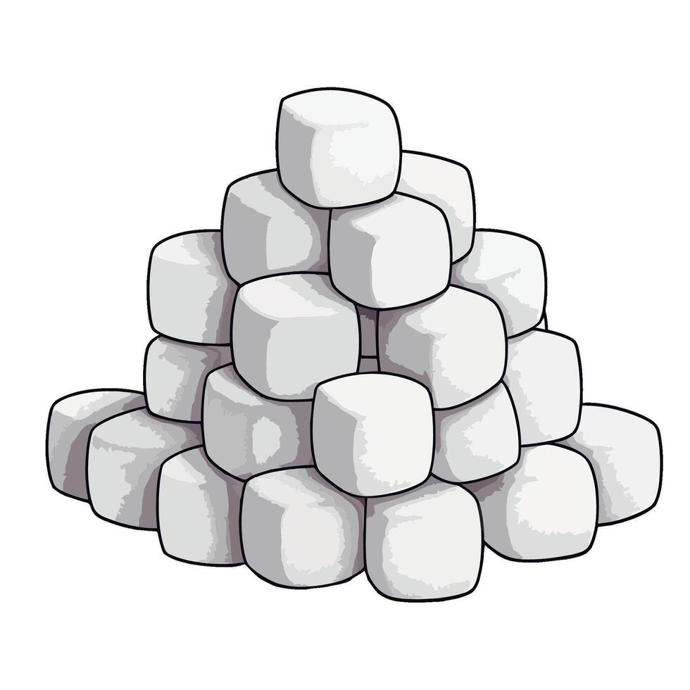 A pile of white sugar cubes on a white background vector