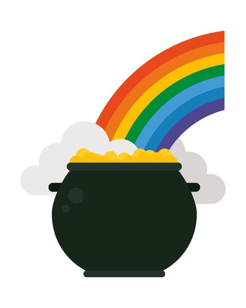 Pot of gold with rainbow vector