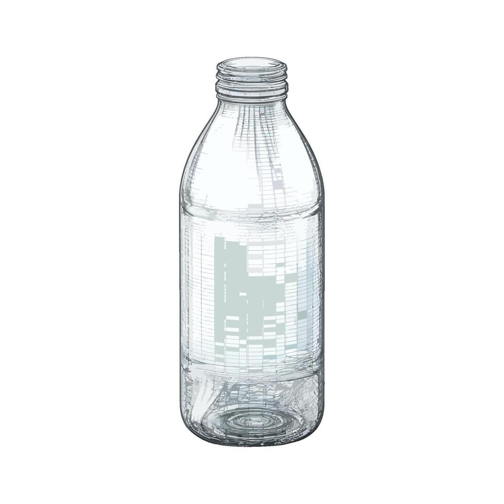 A clear plastic bottle with a label on it vector