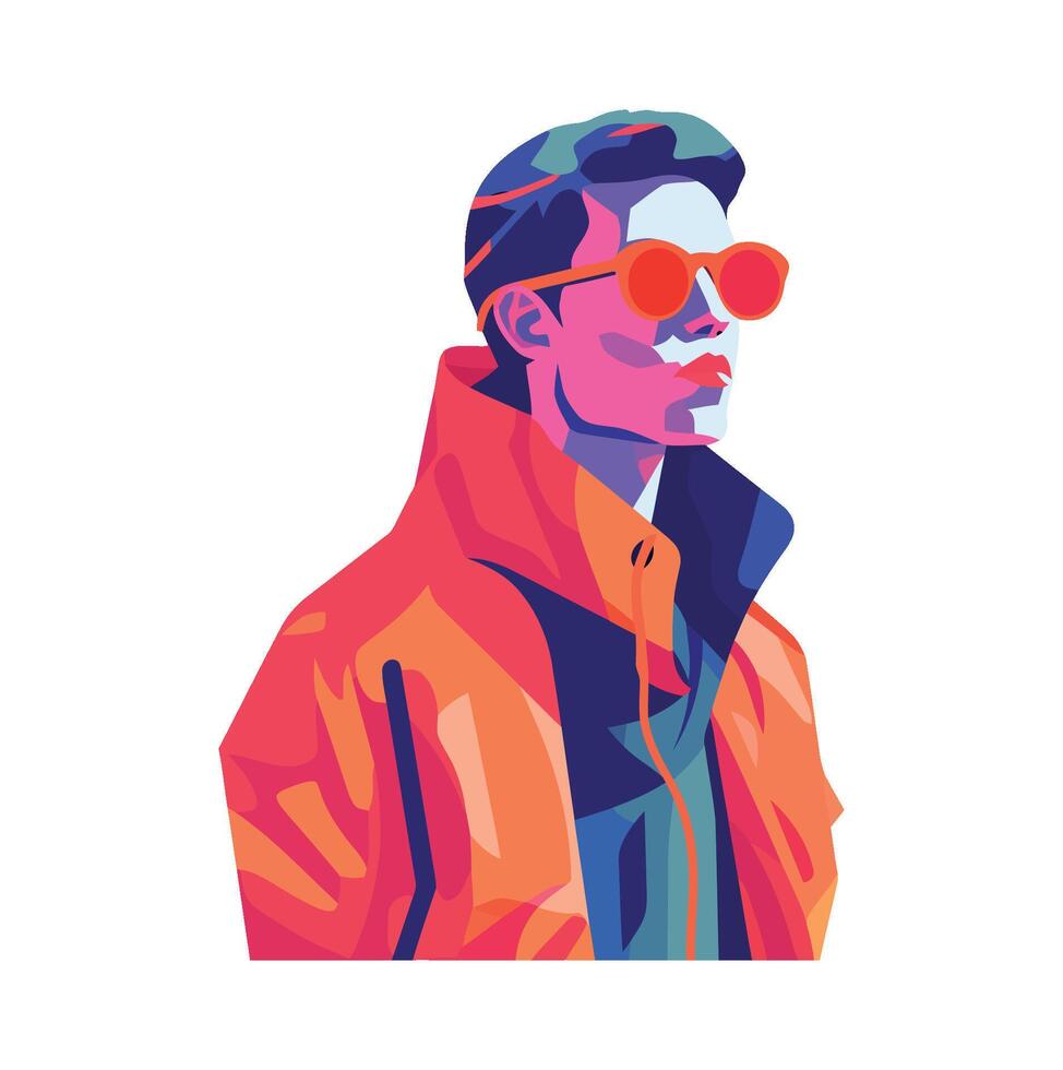 A man in sunglasses and a colorful jacket vector
