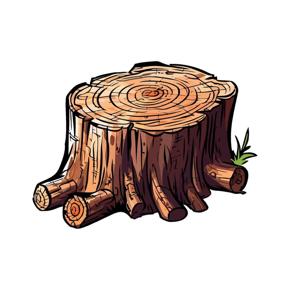 A cartoon illustration of a tree stump vector
