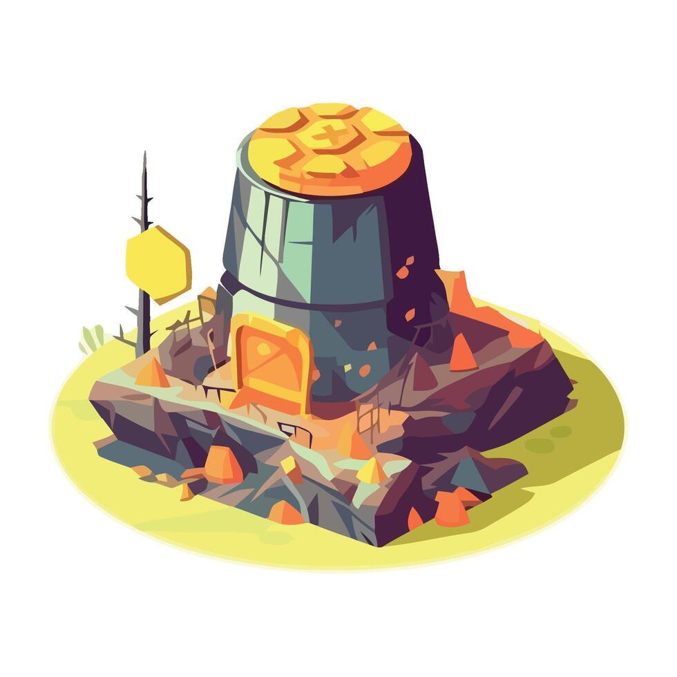 A cartoon illustration of a mine with a sign vector