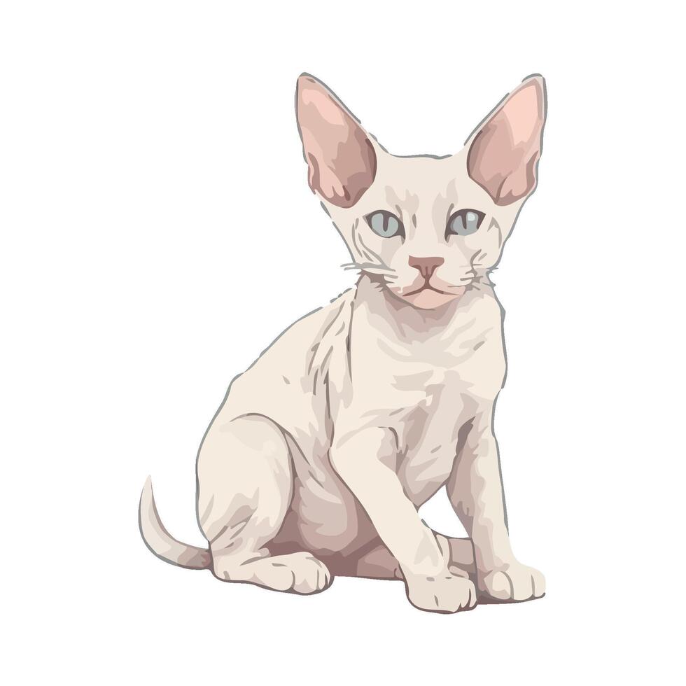 A white cat with blue eyes sitting down vector