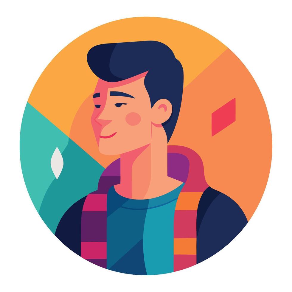 A man with a backpack and scarf in a flat style vector