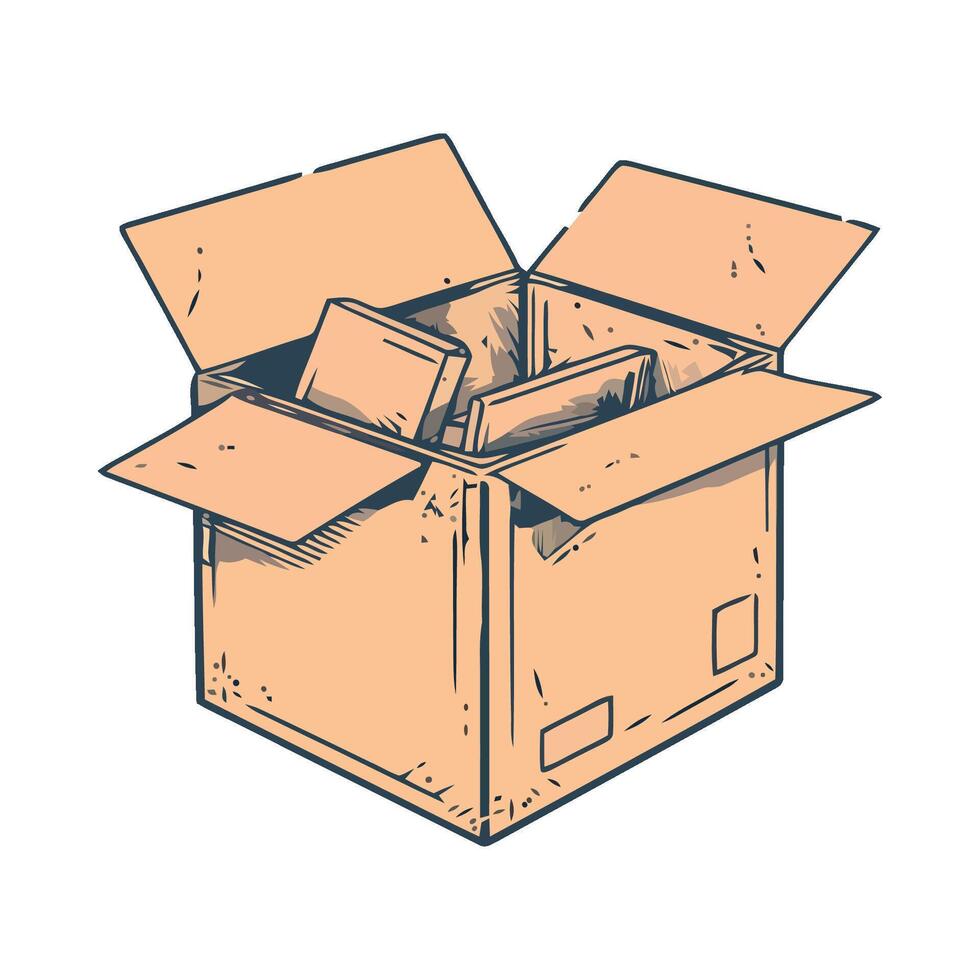 An open box with a book inside vector