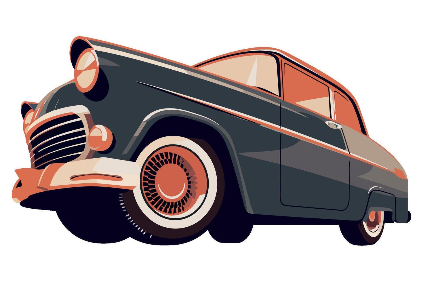 An old car is shown on a white background vector