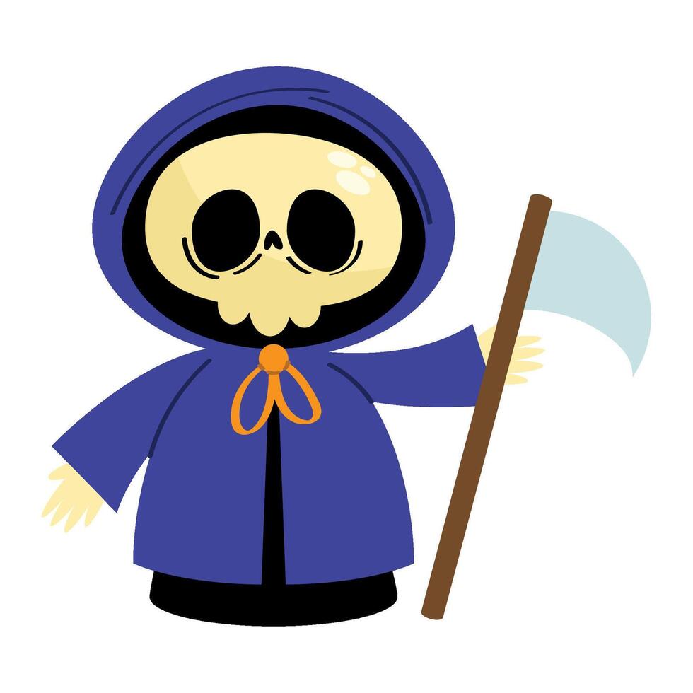 Cartoon grim reaper holding a scythe vector