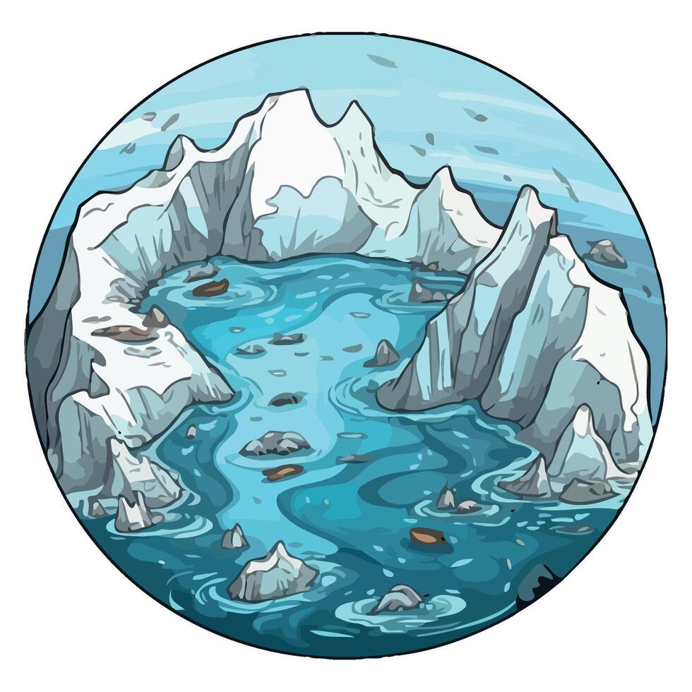 An illustration of an iceberg in the ocean vector