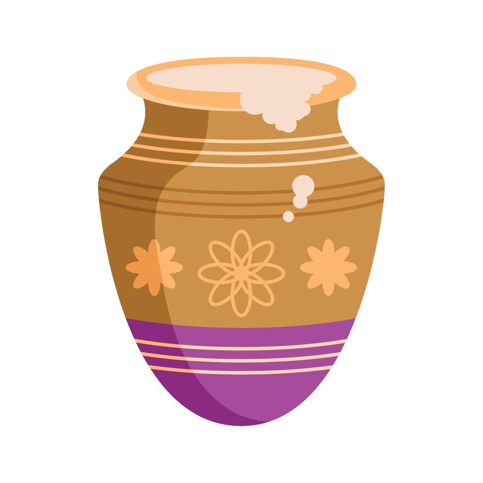 An illustration of a vase with a purple and brown design vector