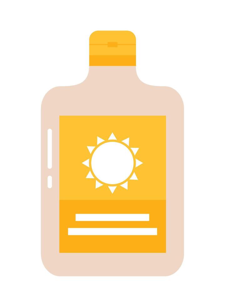 A bottle of sun cream with a sun symbol on it vector