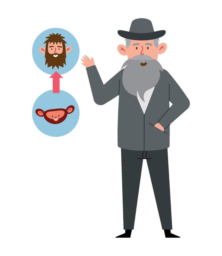 An old man with a beard and a hat is standing next to a man with a beard vector
