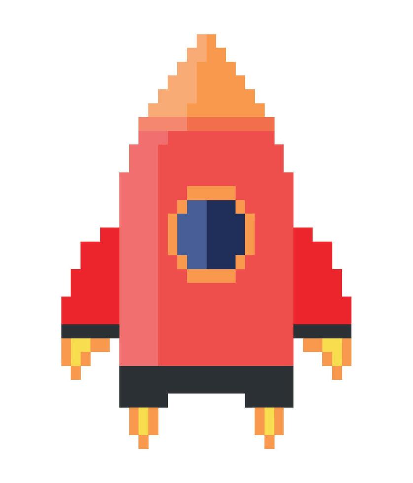 Pixel rocket ship illustration vector